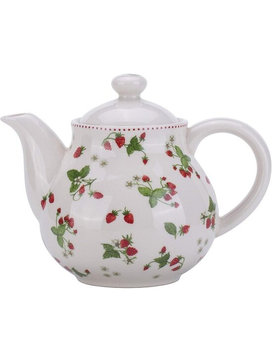 Other - Beige Strawberry Porcelain Ceramic Kitchen Teapot with Lids Tea Coffee Sever